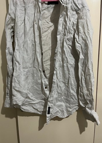 Bej Keten Uzun Kollu Erkek Gömlek - Görsel 3