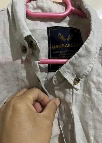 Bej Keten Uzun Kollu Erkek Gömlek - Görsel 5