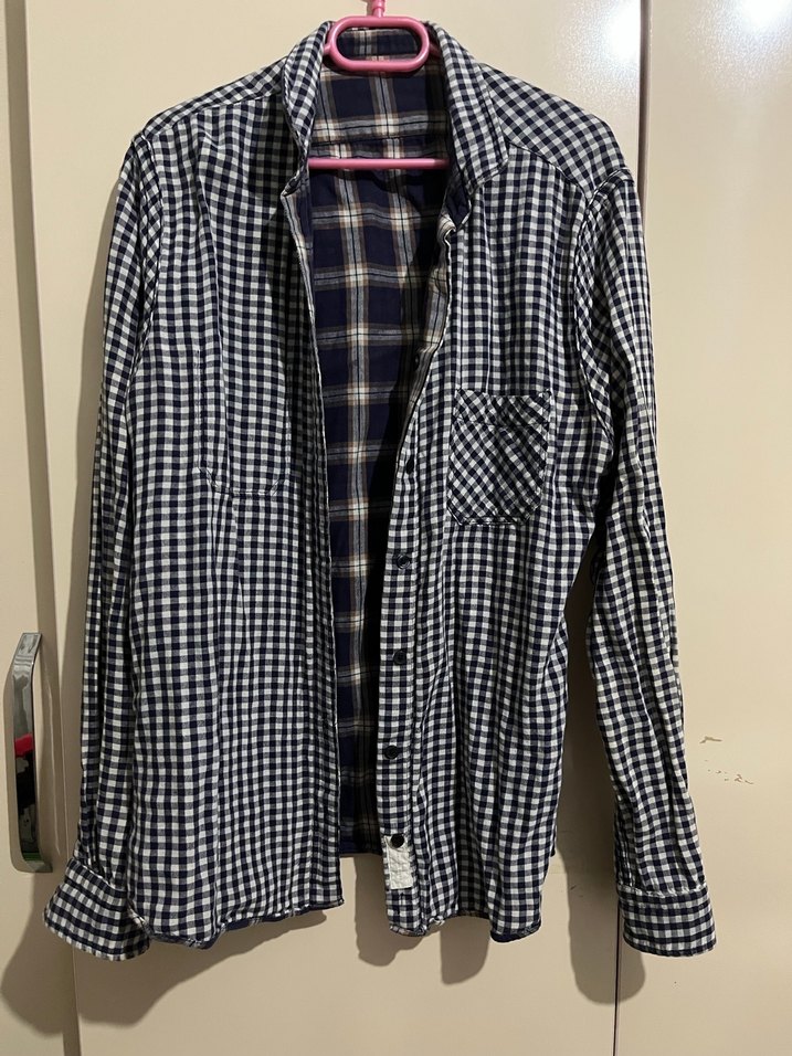 Lacivert Kareli Pamuklu Kadın Gömlek - Görsel 2