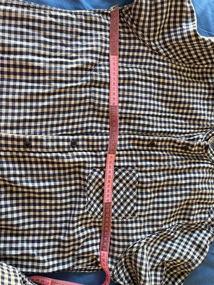 Lacivert Kareli Pamuklu Kadın Gömlek - Görsel 5