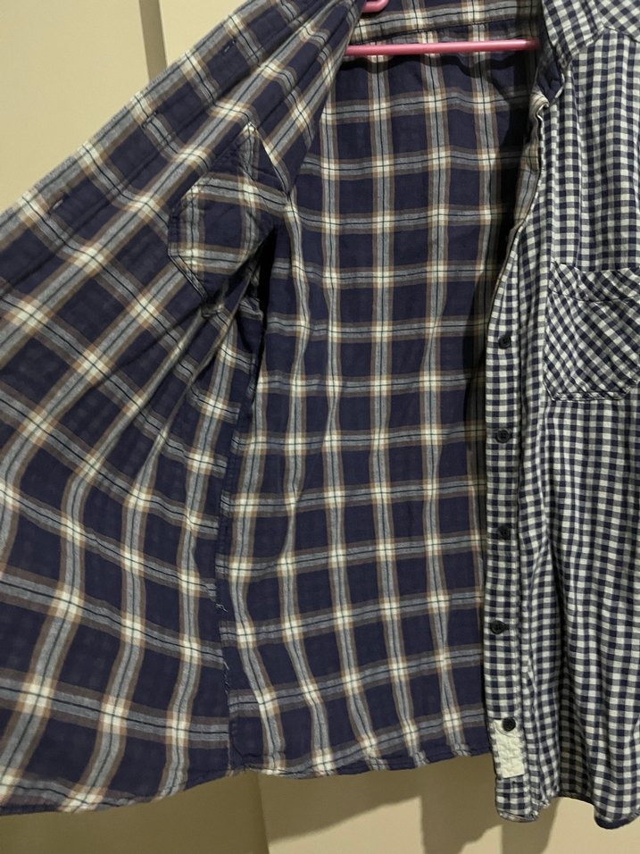 Lacivert Kareli Pamuklu Kadın Gömlek - Görsel 4