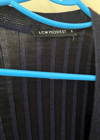 Lacivert Pilili Uzun Kadın Hırka - Görsel 2