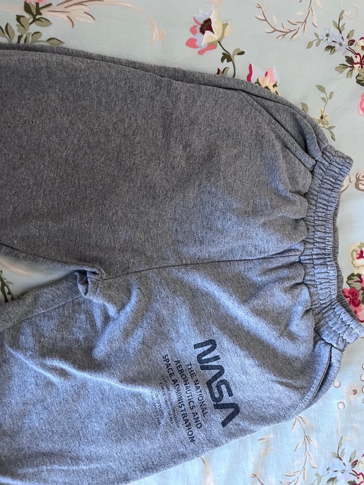 Gri NASA Baskılı Fermuarlı Kadın Eşofman Altı - Görsel 3