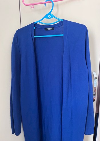 Uzun Kollu Mavi Kadın Hırka - Görsel 3