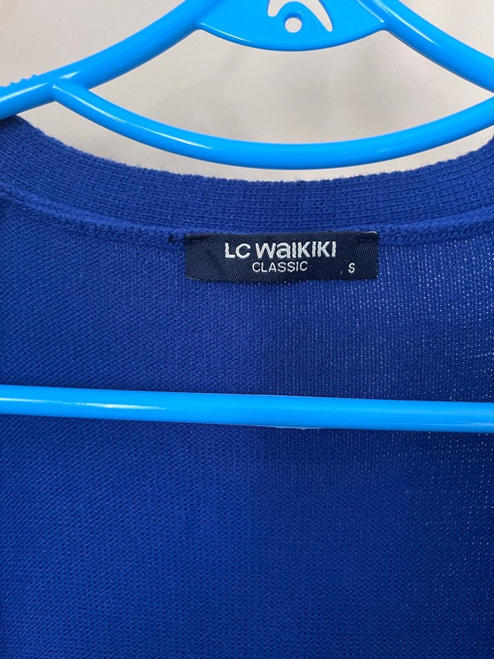 Uzun Kollu Mavi Kadın Hırka - Görsel 2