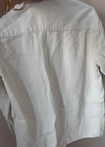 Düğmeli Uzun Kollu fitilli kadife Gömlek - Görsel 4