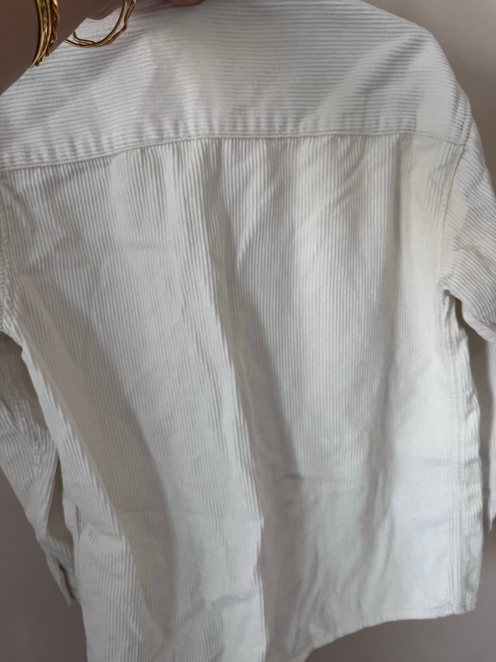 Düğmeli Uzun Kollu fitilli kadife Gömlek - Görsel 4