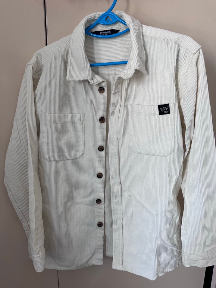 Düğmeli Uzun Kollu fitilli kadife Gömlek - Görsel 3