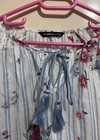 Çiçekli Bohem Uzun Kollu Pamuklu Bluz - Görsel 4