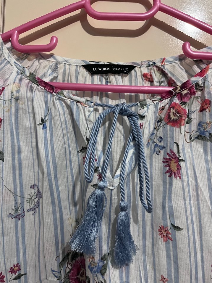 Çiçekli Bohem Uzun Kollu Pamuklu Bluz - Görsel 4