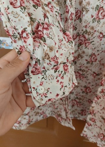 s Beden çeşitli Renk Çiçek Desenli Bohem Midi Kadın Gömlek Tunik