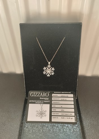 Gizzaro 925 Ayar Gümüş Pırlanta Kar Tanesi Kolye