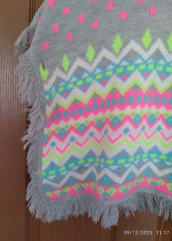 Kız Çocuk Bohem Örgü Pelerin Panço - Görsel 4