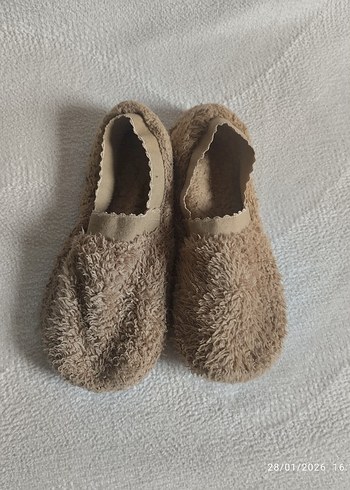 Camel Rengi Çocuk Sıcak Pelüş Patiği - Görsel 2