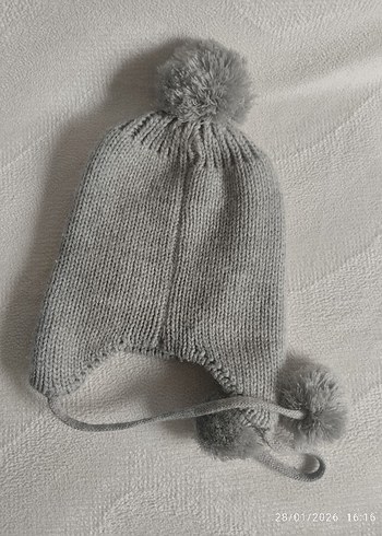 Gri Nakışlı Hello Kitty Örgü Çocuk Bere - Görsel 3
