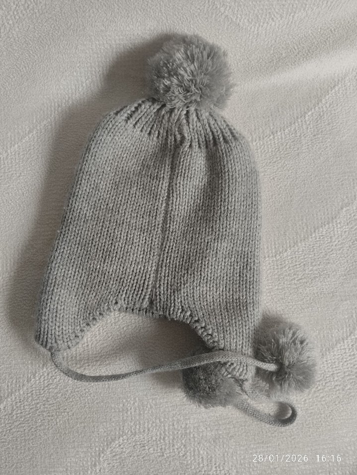 Gri Nakışlı Hello Kitty Örgü Çocuk Bere - Görsel 3