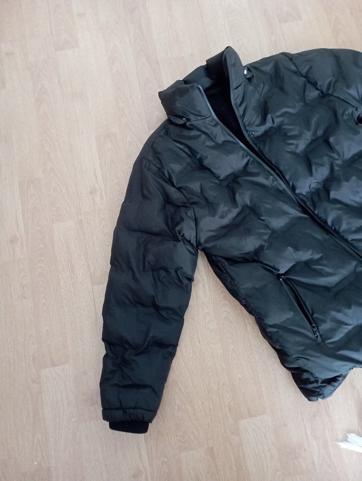 Siyah erkek Kışlık şişme Mont, Fermuarlı - Görsel 2