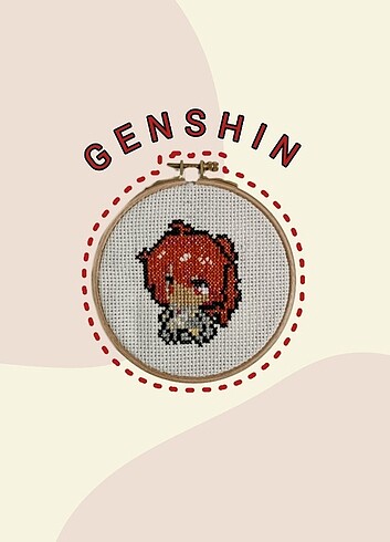 Genshin Diluc Kanaviçe Tablo 
