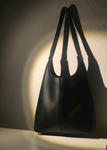 Siyah Koron Deri Minimalist Kadın Çanta - Görsel 3