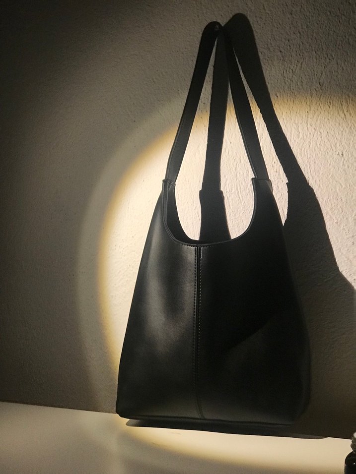 Siyah Koron Deri Minimalist Kadın Çanta - Görsel 3