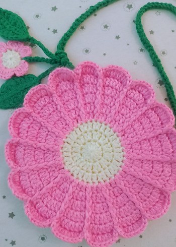 Pembe Çiçek Desenli Bohem Kız Çantası - Görsel 2