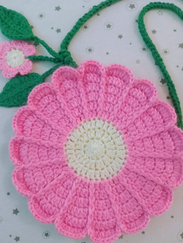 Pembe Çiçek Desenli Bohem Kız Çantası - Görsel 2