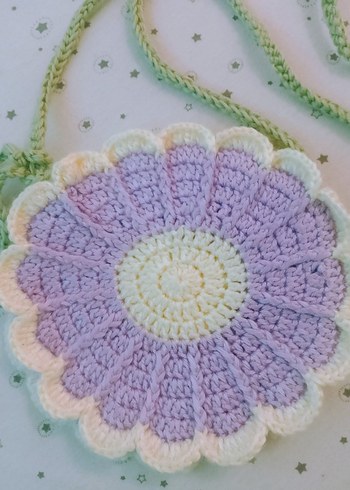 Mor Çiçek Desenli Dantel Bohem Çanta - Görsel 2