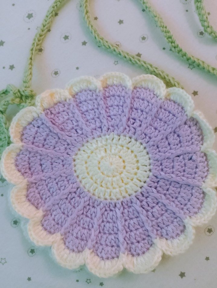 Mor Çiçek Desenli Dantel Bohem Çanta - Görsel 2