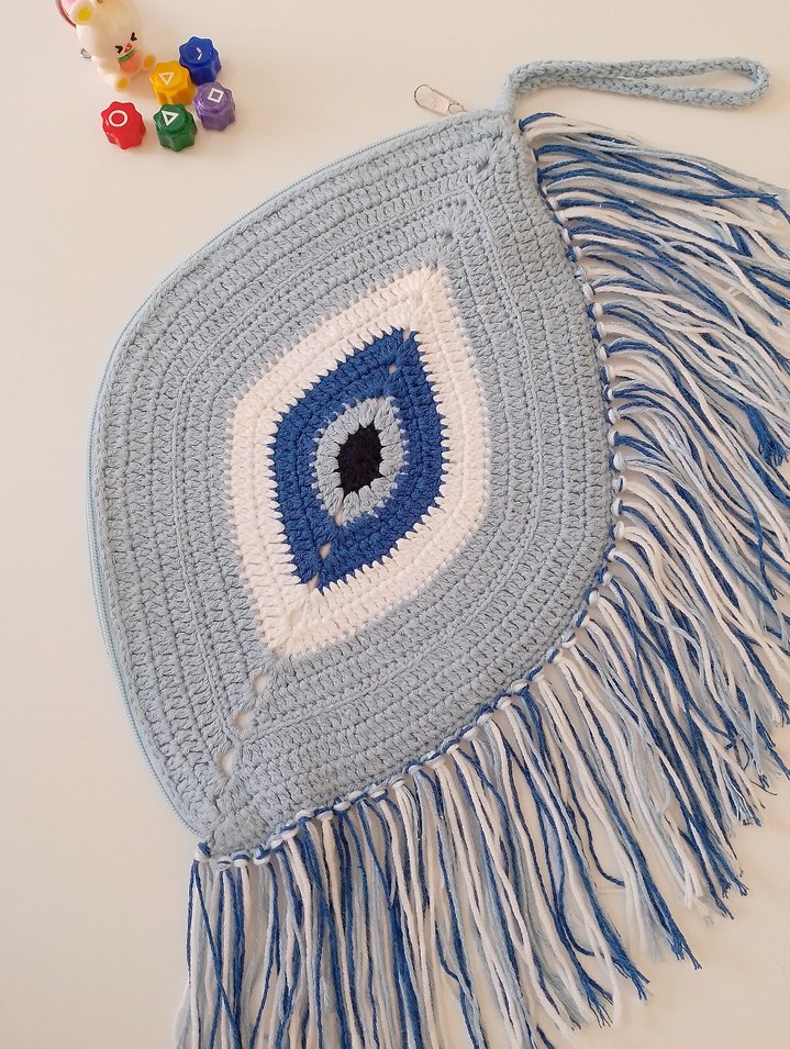 Bohem Tarzı Örgü Nazar BoncuğuÇnta & Cüzdan - Görsel 2