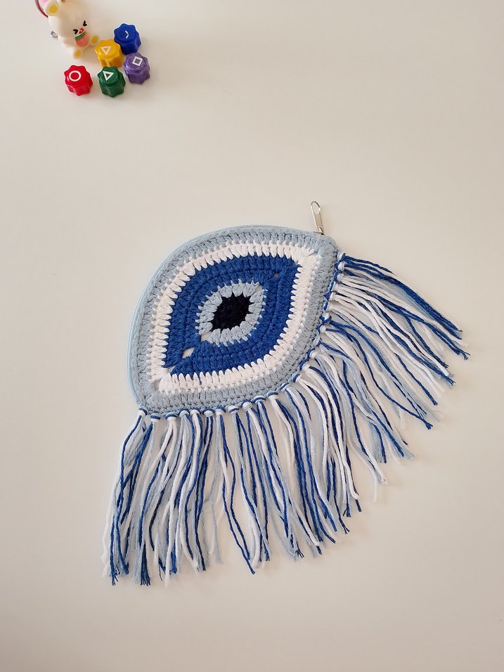 Bohem Tarzı Örgü Nazar BoncuğuÇnta & Cüzdan - Görsel 3