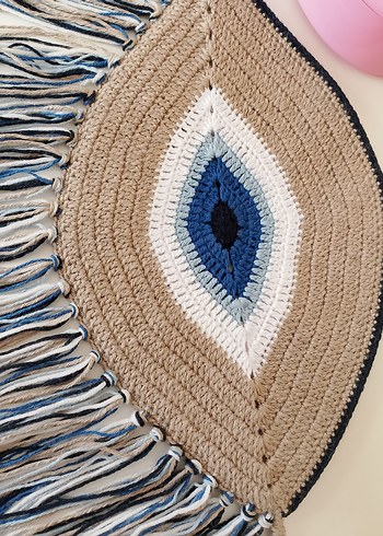 Püsküllü Bohem Nakışlı Örgü El Çantası - Görsel 4