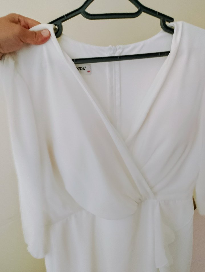 Kısa Beyaz Mini Düğün Elbisesi, modaevi Özel üretim - Görsel 4