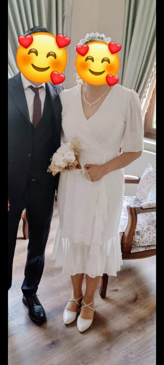 Kısa Beyaz Mini Düğün Elbisesi, modaevi Özel üretim - Görsel 2