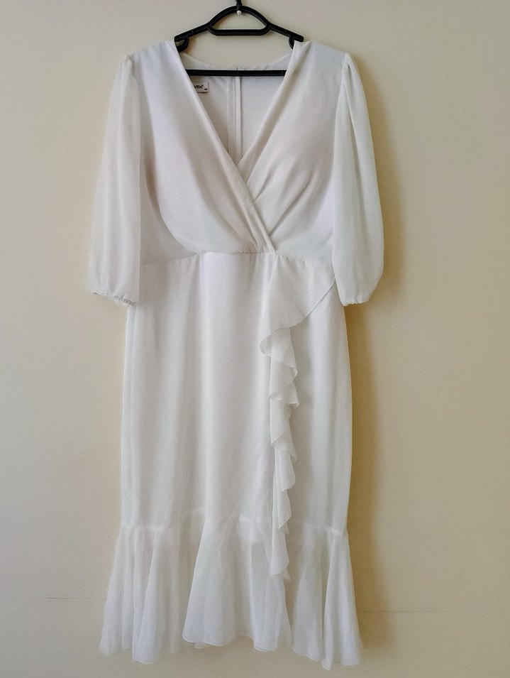 Kısa Beyaz Mini Düğün Elbisesi, modaevi Özel üretim - Görsel 3