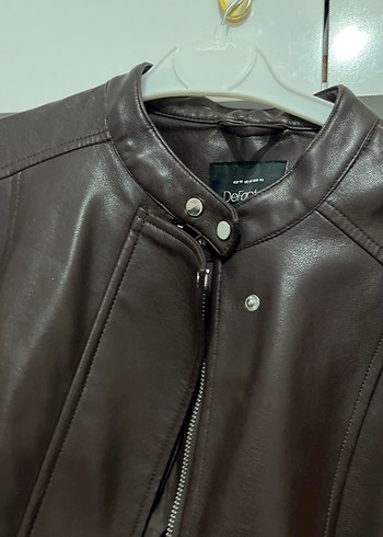 Defacto Kahverengi Deri Kadın Biker Ceket