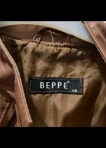 38 Beden Kahverengi Vintage Deri Kadın Ceket