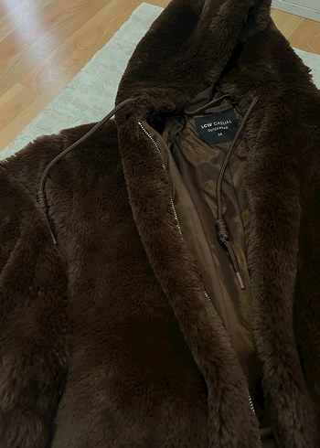 xs Beden kahverengi Renk Kahverengi Kapüşonlu Kadın Peluş Ceket