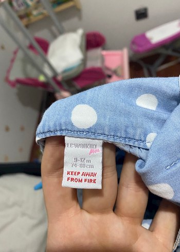 LC Waikiki Kız Çocuk Mavi Puantiyeli Denim Elbise