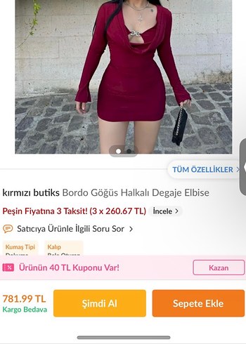 Kırmızı butik elbise