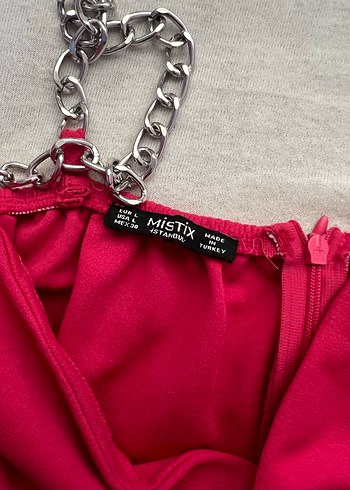 Trendyol & Milla Zincir Detaylı pembe Mini Elbise
