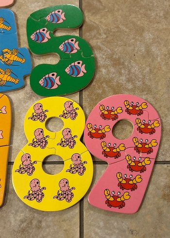 Beden Renk Renkli Sayı ve Hayvan Figürlü Eğitici Ahşap puzzle