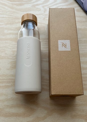 NESPRESSO Bej ve Gri Cam Su Şişesi