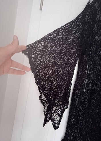 xl Beden siyah Renk Simli tül tunik