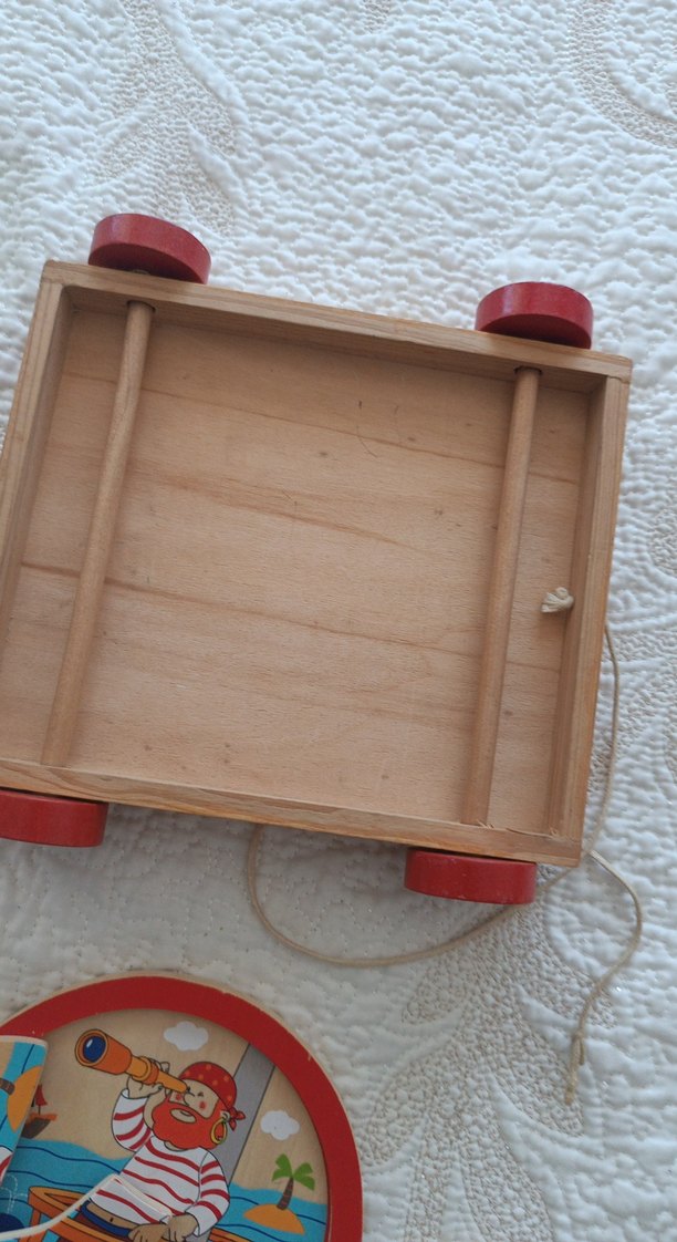 Renkli Ahşap Korsan Çocuk Puzzle ve ahşap tekerlekli oyuncak - Görsel 5