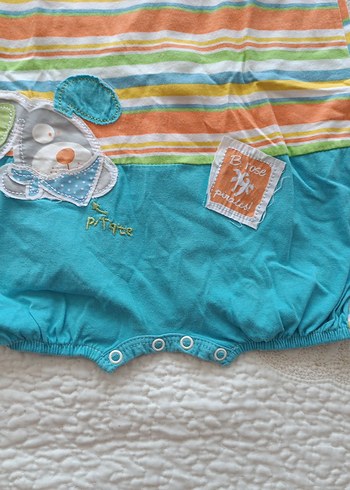 Renkli Nakışlı Kısa Kollu Bebek Tulumları 2 adet - Görsel 5