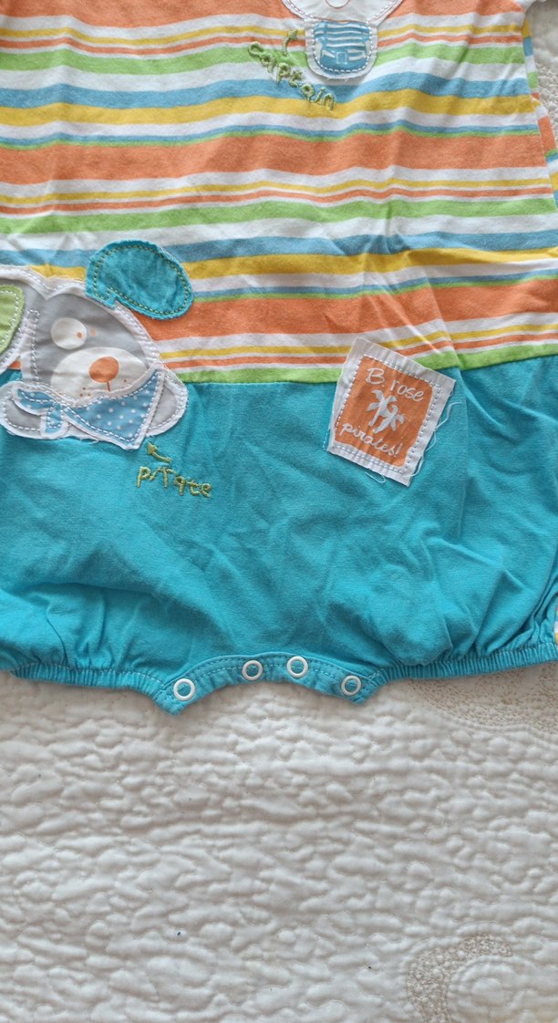 Renkli Nakışlı Kısa Kollu Bebek Tulumları 2 adet - Görsel 5