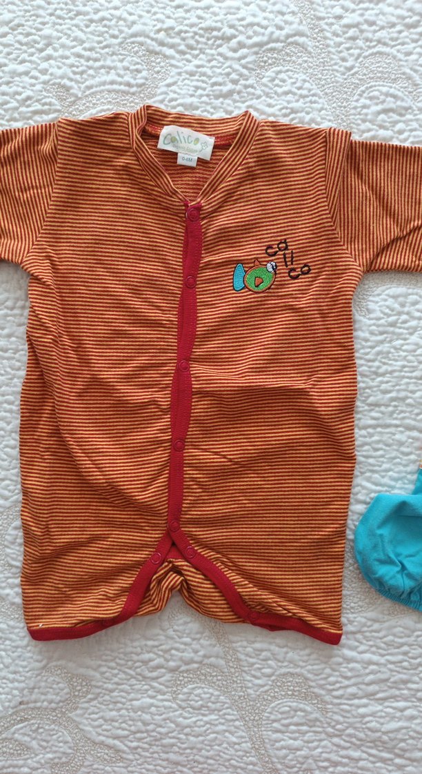 Renkli Nakışlı Kısa Kollu Bebek Tulumları 2 adet - Görsel 2