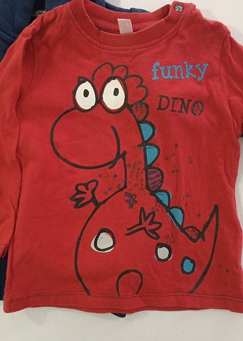Kırmızı Baskılı Dinozor Sweatshirt ve Fermuarlı Hırka - Görsel 4