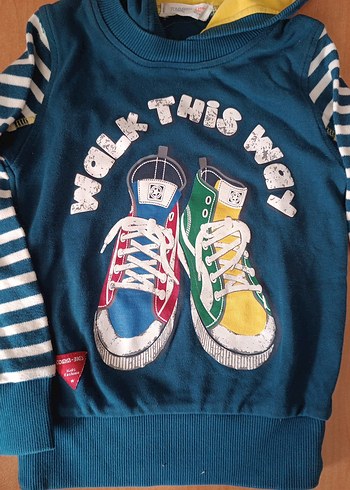 Renkli Erkek Bebek Kapüşonlu Takım - Görsel 4