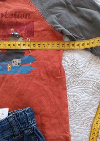 Baskılı Kahverengi sweatshirt ve Kot Pantolon Seti - Görsel 7